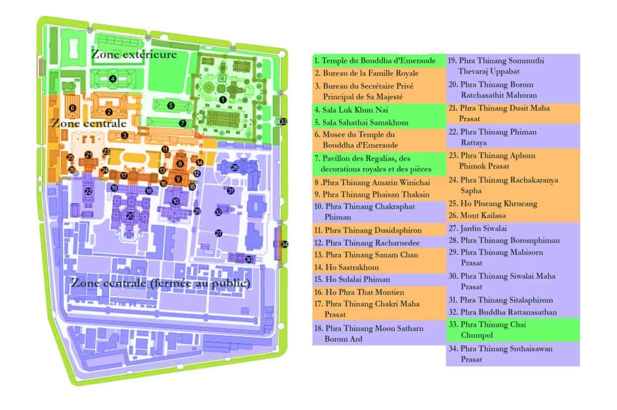 Plan du Palais Royal de Bangkok