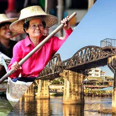 Excursion pont de la riviere Kwai et marché flottant